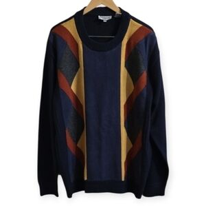 Vintage Pardazzio Men's Preppy Crewneck Wool Blend 1980's Knit Sweater. Size XXL